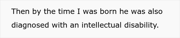 Text excerpt about a child diagnosed with an intellectual disability related to parents caring for their disabled son. Text excerpt about a child diagnosed with an intellectual disability related to parents caring for their disabled son.