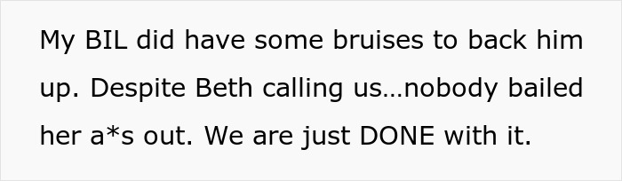 Text on a screen showing a message about a brother-in-law’s bruises and conflict, related to sister revealed dead brother lie.