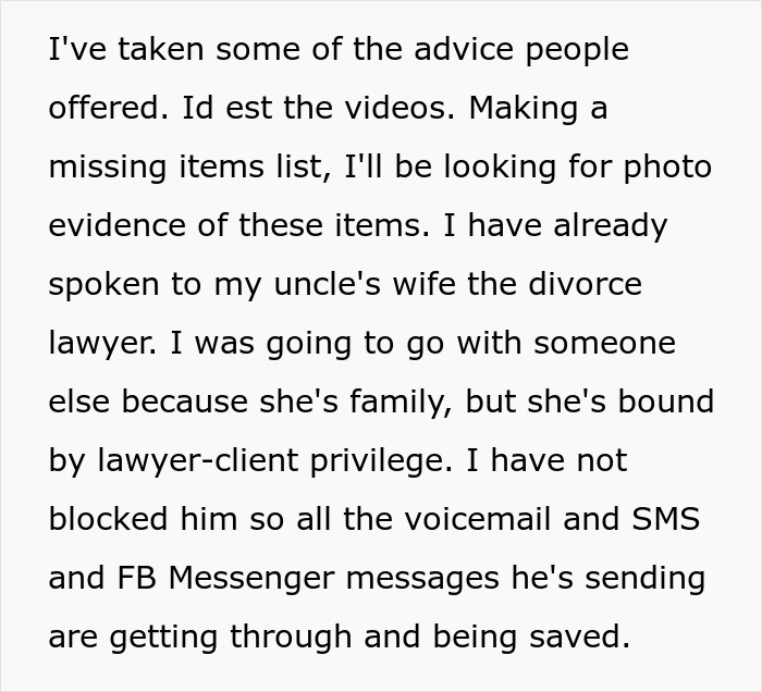 Text excerpt about a man dealing with divorce lawyer and saving messages after stealing wife's tea set and giving it to niece. Text excerpt about a man dealing with divorce lawyer and saving messages after stealing wife's tea set and giving it to niece.
