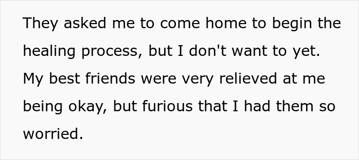 Text excerpt about someone reluctant to begin healing, with mention of best friends feeling relieved and worried, related to man learning fiancée loves her friend. Text excerpt about someone reluctant to begin healing, with mention of best friends feeling relieved and worried, related to man learning fiancée loves her friend.