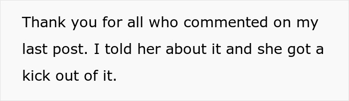 Text message expressing gratitude for comments and mentioning telling a wife who found it amusing after her surgery. Text message expressing gratitude for comments and mentioning telling a wife who found it amusing after her surgery.