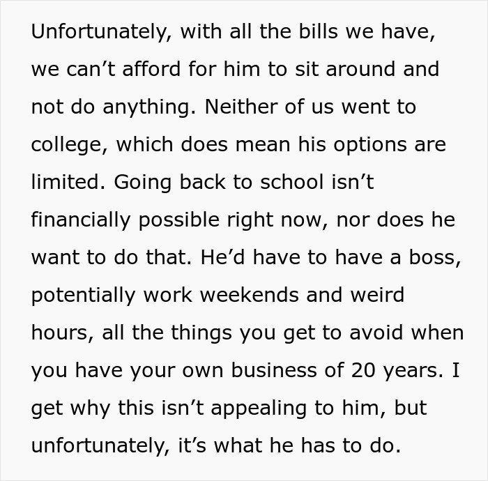 Man refuses to get a job and have a boss after his successful business fails following 20 years of entrepreneurship. Man refuses to get a job and have a boss after his successful business fails following 20 years of entrepreneurship.