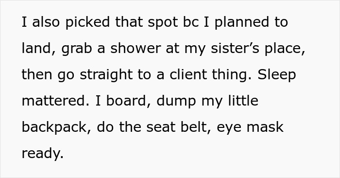 Text excerpt from a story about a plane seat dispute involving a rude family trying to bully a lady refusing to swap seats. Text excerpt from a story about a plane seat dispute involving a rude family trying to bully a lady refusing to swap seats.