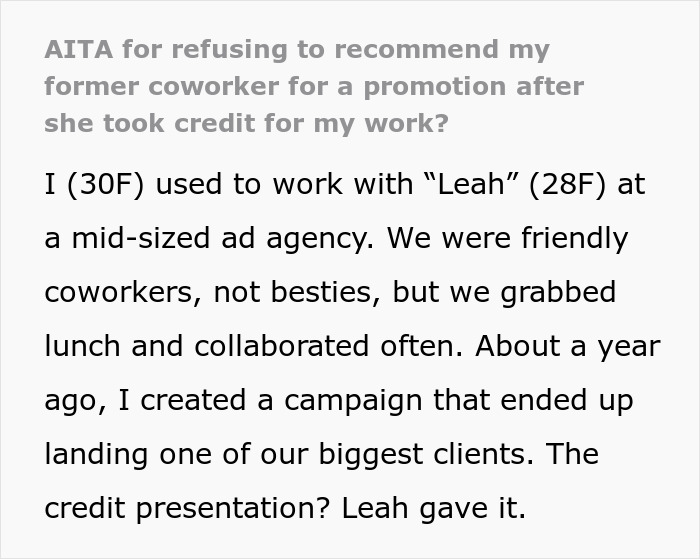 Colleague Swoops In To Take Credit For Woman’s Hard Work, Woman Gets Ice-Cold Revenge 6 Months Later Colleague Swoops In To Take Credit For Woman’s Hard Work, Woman Gets Ice-Cold Revenge 6 Months Later