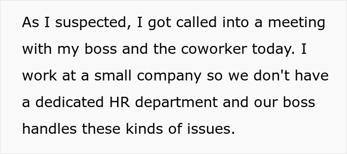 Text excerpt discussing a meeting about coworker sensitive smells and how it affects hand washing habits at work.