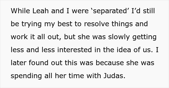 Text revealing a man’s story of his ex-wife cheating with his best man and fears about his girlfriend.