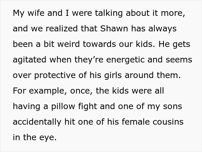 Text about a man’s theory causing his brother-in-law’s wife to cry and leading to a Thanksgiving ban.