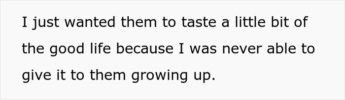Text quote about wanting others to taste a little bit of the good life, reflecting a financial favor and loan context. Text quote about wanting others to taste a little bit of the good life, reflecting a financial favor and loan context.