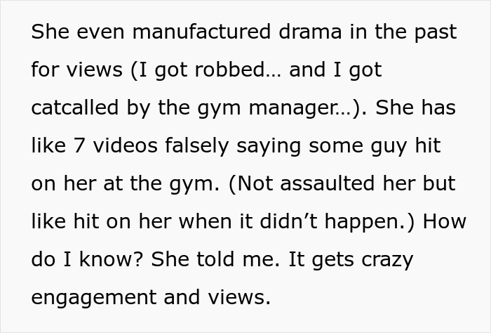 Gym influencer lies online about false drama and gym incidents, causing relationship issues with her boyfriend. Gym influencer lies online about false drama and gym incidents, causing relationship issues with her boyfriend.