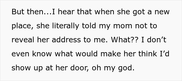 Text discussing a sibling cutting off contact, blocking on Instagram, while parents ignore the conflict completely.