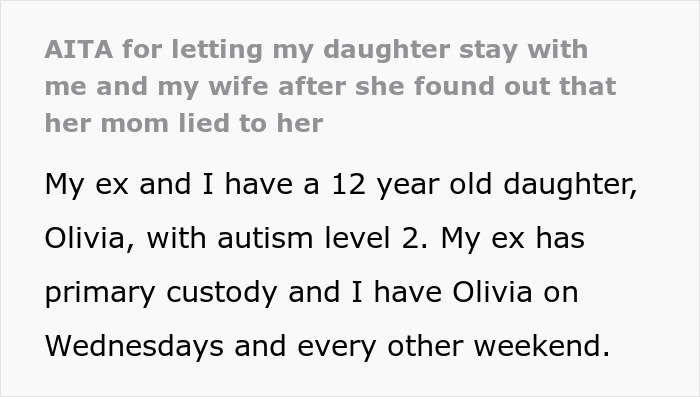 Text discussing a woman’s work trip that was actually a vacation and how her autistic child refuses to go home.