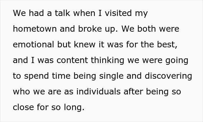 Text describing an emotional moment during a relationship break every year, reflecting on individuality and growth. Text describing an emotional moment during a relationship break every year, reflecting on individuality and growth.