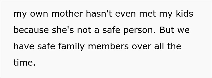 Text excerpt discussing a couple banning toxic in-laws from visiting their newborn due to safety concerns. Text excerpt discussing a couple banning toxic in-laws from visiting their newborn due to safety concerns.