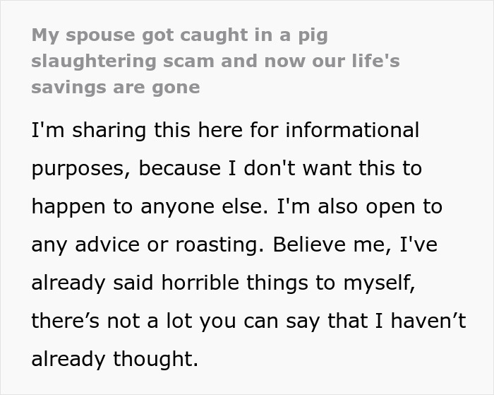 Educated person falls for scam investment, causing zero savings and immense debt, surprising their spouse with financial loss.