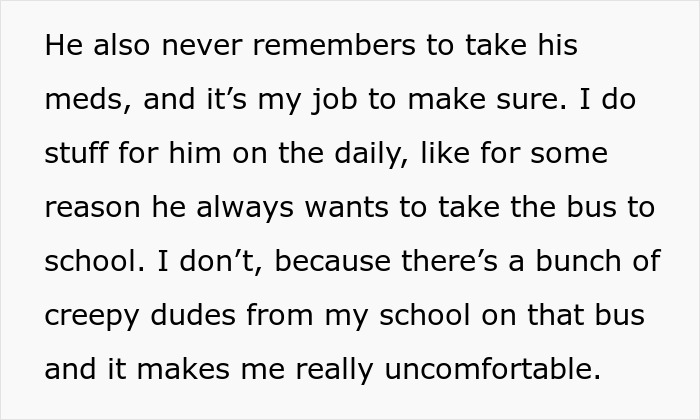 Text excerpt about caring for a brother with nocturnal epilepsy, managing meds and daily challenges.