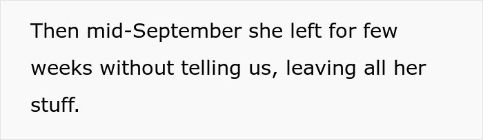 Text excerpt about a homeless friend moving in, leaving belongings behind after disappearing for weeks. Text excerpt about a homeless friend moving in, leaving belongings behind after disappearing for weeks.