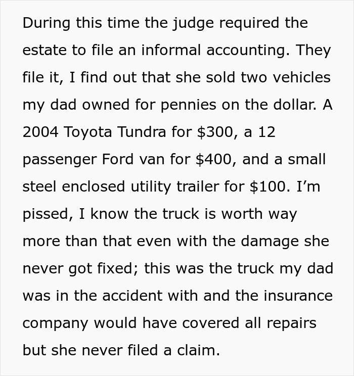 "I'm Just Getting Started": Grieving Daughter Hellbent On Driving Step-Monster To Financial Ruin "I'm Just Getting Started": Grieving Daughter Hellbent On Driving Step-Monster To Financial Ruin