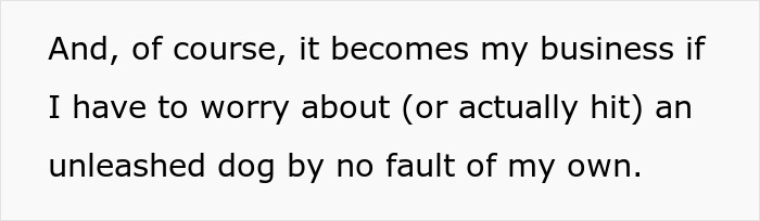 Text excerpt showing concern about unleashed dog, related to HOA board member refusing pet ownership rules issue. Text excerpt showing concern about unleashed dog, related to HOA board member refusing pet ownership rules issue.