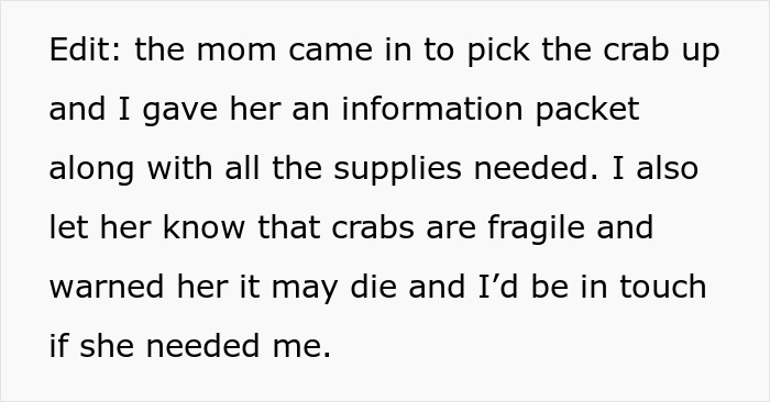 Alt text: Teacher gives kids hermit crabs as pets and provides care instructions after one of them dies, facing backlash from parent. Alt text: Teacher gives kids hermit crabs as pets and provides care instructions after one of them dies, facing backlash from parent.
