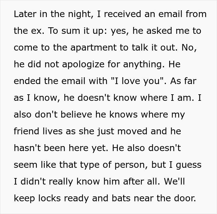 Text message describing a man announcing breakup while excluding his girlfriend of 7 years from the news. Text message describing a man announcing breakup while excluding his girlfriend of 7 years from the news.