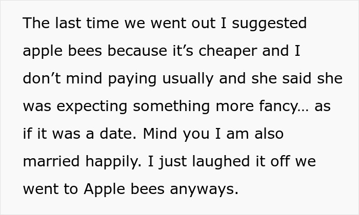 Text showing a woman’s story about believing a friend who forgot her wallet and realizing she got duped with no thank you.