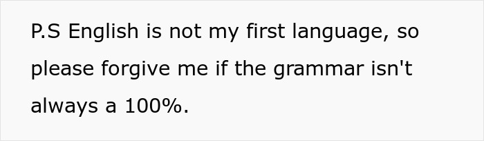 Text on screen explaining that English is not the speaker's first language and asking for forgiveness for imperfect grammar. Text on screen explaining that English is not the speaker's first language and asking for forgiveness for imperfect grammar.
