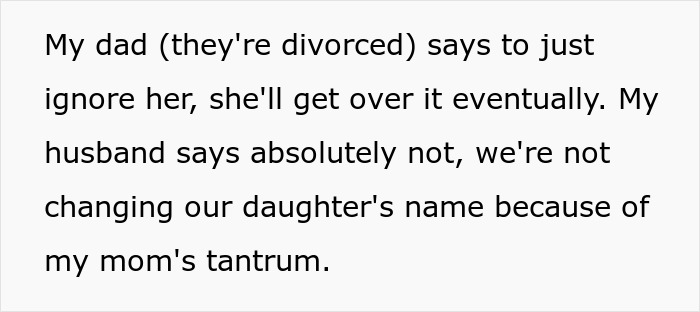 Text excerpt discussing refusal to change grandkid&rsquo;s name due to entitled lady mad grandkid conflict.