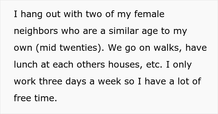 Text excerpt about hanging out with female neighbors in their mid twenties, discussing group activities and social time. Text excerpt about hanging out with female neighbors in their mid twenties, discussing group activities and social time.