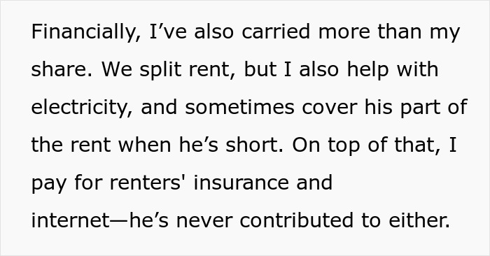 Text showing a sister venting about her useless brother who never contributes financially despite her paying rent, insurance, and internet. Text showing a sister venting about her useless brother who never contributes financially despite her paying rent, insurance, and internet.