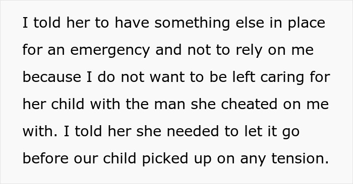 Text excerpt showing a woman expecting help from ex-husband after leaving him for another man but facing a harsh reality check. Text excerpt showing a woman expecting help from ex-husband after leaving him for another man but facing a harsh reality check.
