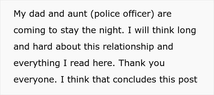 Text on a white background about a dad and aunt visiting, reflecting on a relationship, and concluding a post. Text on a white background about a dad and aunt visiting, reflecting on a relationship, and concluding a post.