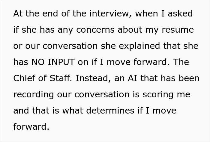 Text describing AI scored job interview real-time, explaining AI records and scores conversations to decide candidate progress. Text describing AI scored job interview real-time, explaining AI records and scores conversations to decide candidate progress.