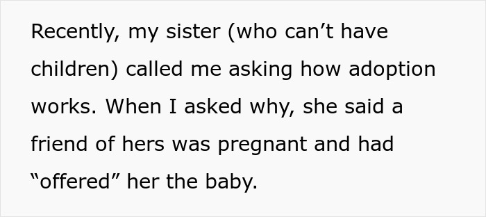 Alt text: Man reports sister to CPS after hearing her illegal baby adoption plan involving a pregnant friend’s offered child.