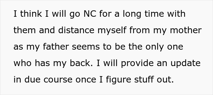 Text about woman telling brother to go NC and distance herself after live-in nanny job offer with demands causes conflict. Text about woman telling brother to go NC and distance herself after live-in nanny job offer with demands causes conflict.