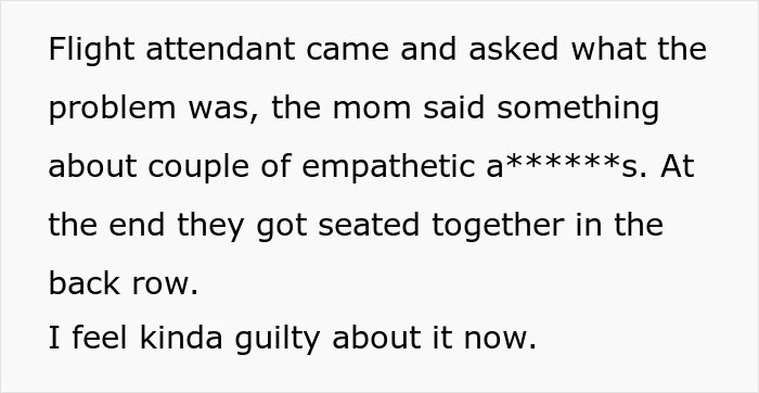 Text from an individual describing a teen refusing to entertain a stranger’s kid on a 15-hour flight and the following confrontation. Text from an individual describing a teen refusing to entertain a stranger’s kid on a 15-hour flight and the following confrontation.