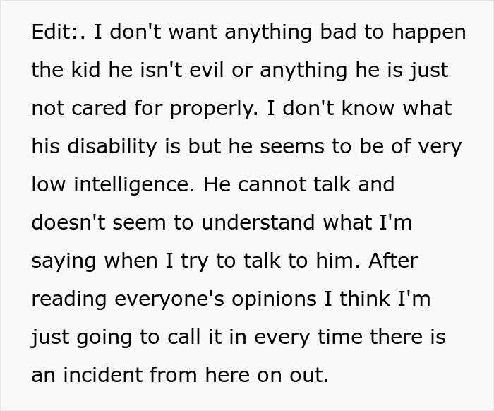 Text discussing a neighbor’s disabled son repeatedly raiding trash, considering calling cops after incidents. Text discussing a neighbor’s disabled son repeatedly raiding trash, considering calling cops after incidents.