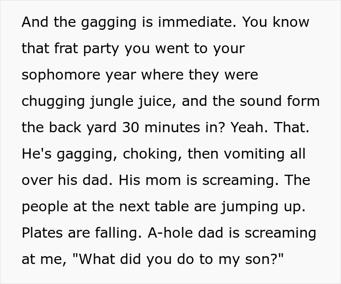 Dad steals stranger’s spicy chicken sandwich causing chaos as the child gags and vomits in a crowded restaurant. Dad steals stranger’s spicy chicken sandwich causing chaos as the child gags and vomits in a crowded restaurant.