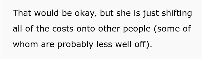 Text excerpt about a bride shifting wedding costs onto others, highlighting a reality check on spending. Text excerpt about a bride shifting wedding costs onto others, highlighting a reality check on spending.