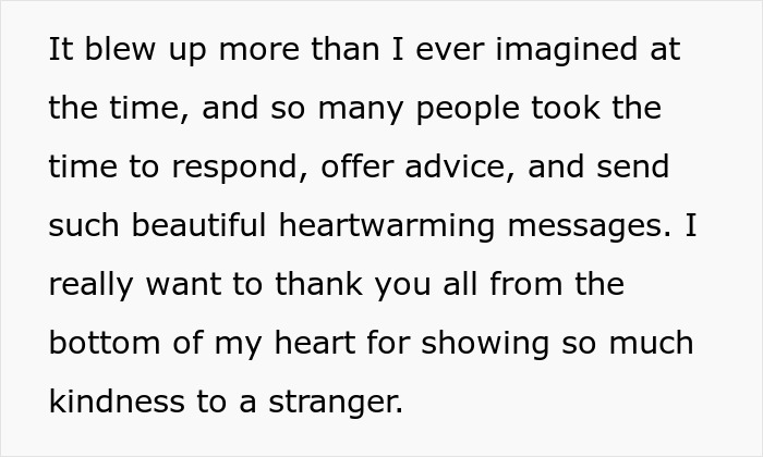 Text excerpt showing gratitude for kindness received, related to a guy using boys trip as disguise for affair story. Text excerpt showing gratitude for kindness received, related to a guy using boys trip as disguise for affair story.