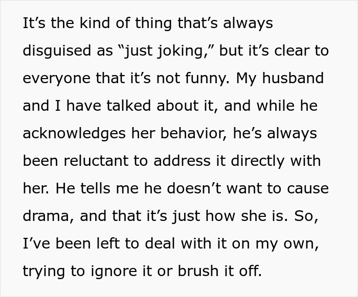 Alt text: Text discussing dealing with rude MIL behavior and the husband's hesitation to address it directly. Alt text: Text discussing dealing with rude MIL behavior and the husband's hesitation to address it directly.