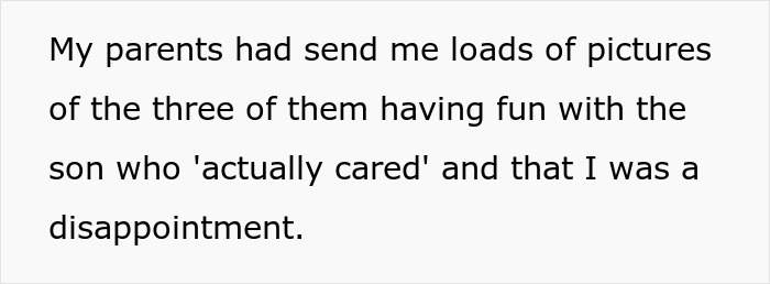 Alt text: Text about a 23YO demanding allowance from a rich golden child due to feeling traumatized and being called a disappointment.