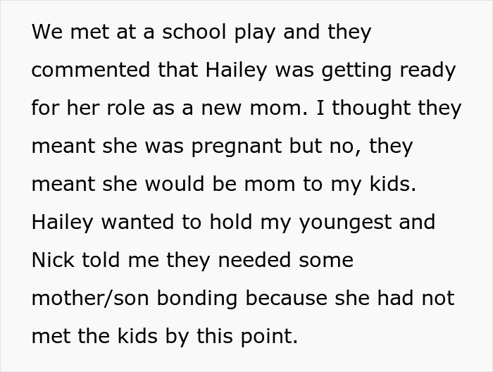 Text about a stepmom preparing to bond with kids, highlighting kids preferring bio mom over stepmom conflict.