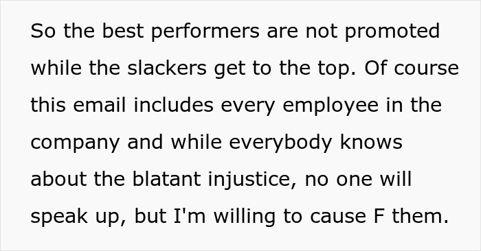 Text from employee expressing frustration with management and HR, debating exposing issues to coworkers despite risks. Text from employee expressing frustration with management and HR, debating exposing issues to coworkers despite risks.