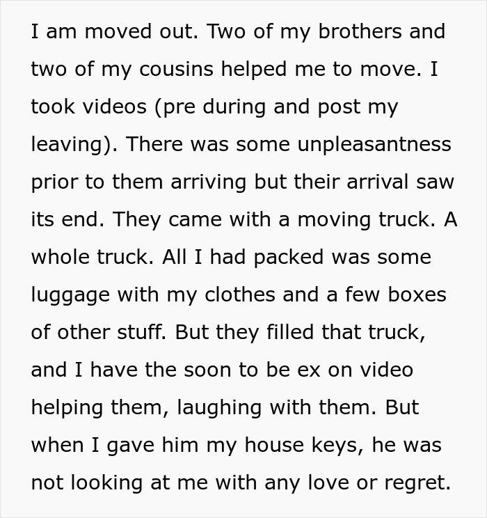 Man moves out with help from family after marital issues involving stolen tea set and relationship fallout. Man moves out with help from family after marital issues involving stolen tea set and relationship fallout.