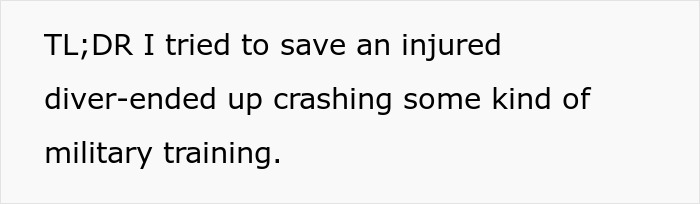 Woman attempting to save elite military diver ends up in awkward military training situation, later scoring a date. Woman attempting to save elite military diver ends up in awkward military training situation, later scoring a date.