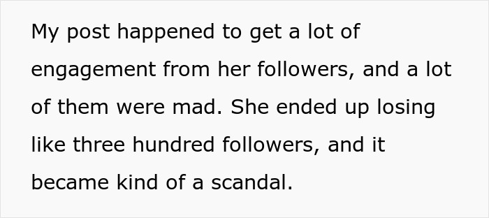 Text excerpt discussing engagement and backlash after a woman posts about vegan sister wearing leather shoes. Text excerpt discussing engagement and backlash after a woman posts about vegan sister wearing leather shoes.