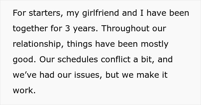Text excerpt about a boyfriend reconsidering relationship after girlfriend objects to trip with female friend, showing conflict. Text excerpt about a boyfriend reconsidering relationship after girlfriend objects to trip with female friend, showing conflict.
