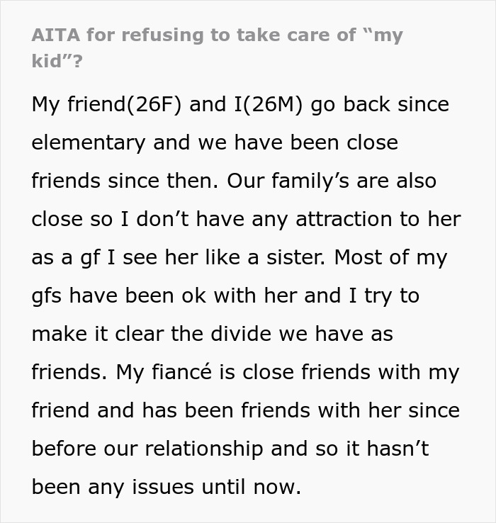 Text excerpt from a story about a woman keeping her ex's baby, assuming her male best friend will take on the father role. Text excerpt from a story about a woman keeping her ex's baby, assuming her male best friend will take on the father role.