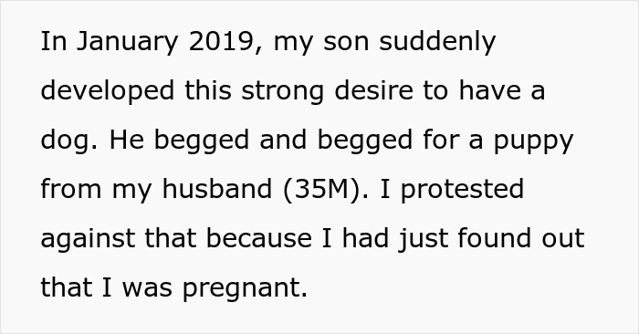 Text excerpt describing a son begging for a dog while the manchild plays games, leading to console trash day conflict. Text excerpt describing a son begging for a dog while the manchild plays games, leading to console trash day conflict.