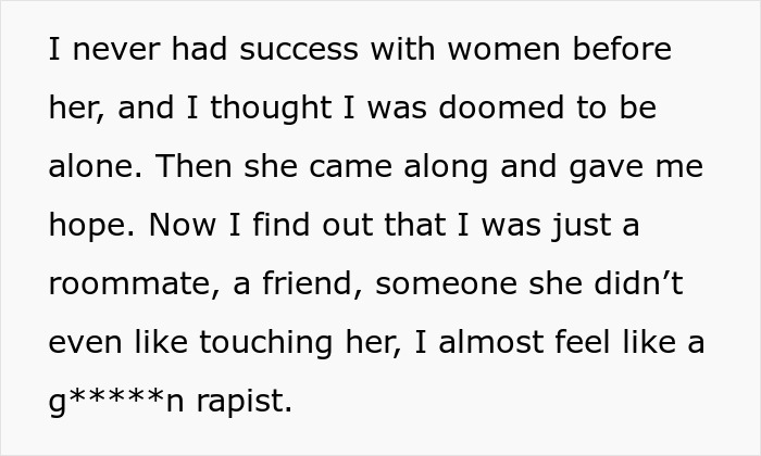 Text excerpt showing a man reflecting on being a placeholder for real love after learning his fiancée loves her friend. Text excerpt showing a man reflecting on being a placeholder for real love after learning his fiancée loves her friend.